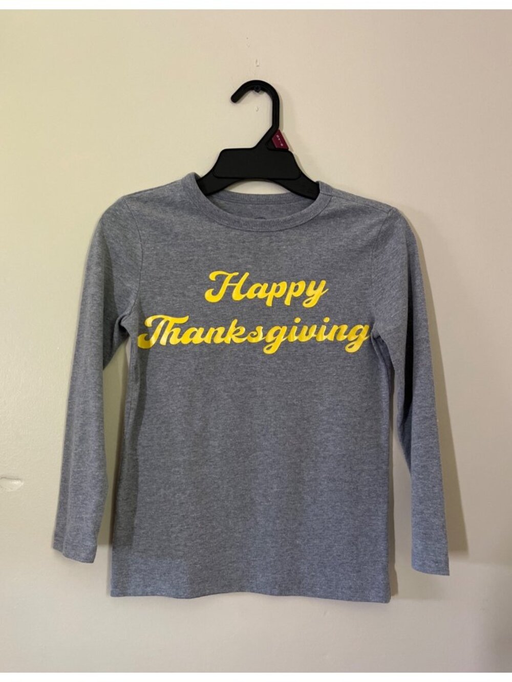 3 For $6 Wonder Nation Boys Small 6-7 Long Sleeve Gray TShirt Happy Thanksgiving